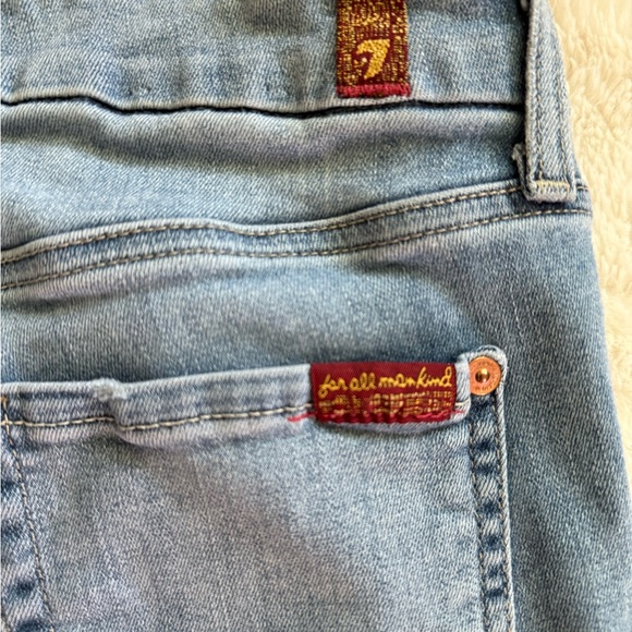 7 For All Mankind Kimmie Crop Jeans Women’s Size 28 Raw Hem Medium Wash - Picture 8 of 14
